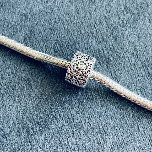 Authentic Pandora Snake Chain Bracelet With 2 Layers of Lace Clip Charm … - Picture 5 of 5